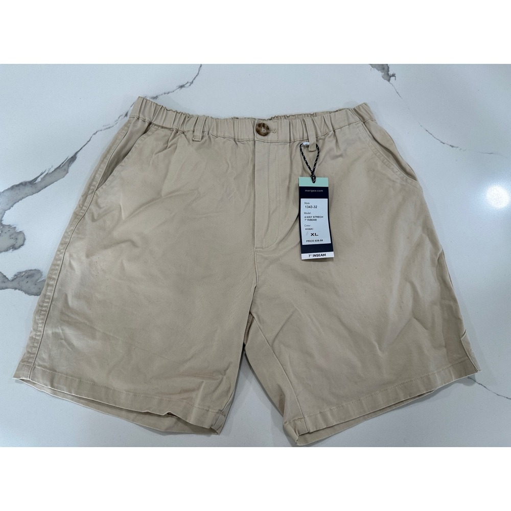 Miriplex Men's 4-Way Stretch Khaki Shorts XL Elastic‎ Waist Casual Comfort